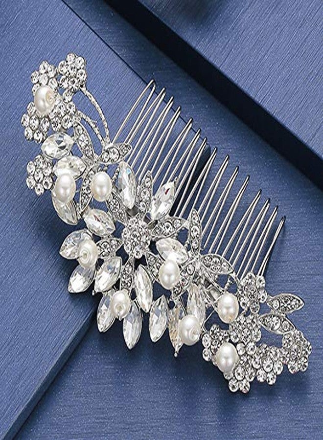 Hapibuy Crystal Wedding Hair Comb Bridal Hair Comb Pearl Wedding Headpiece Silver Hair Accessories - Image 3